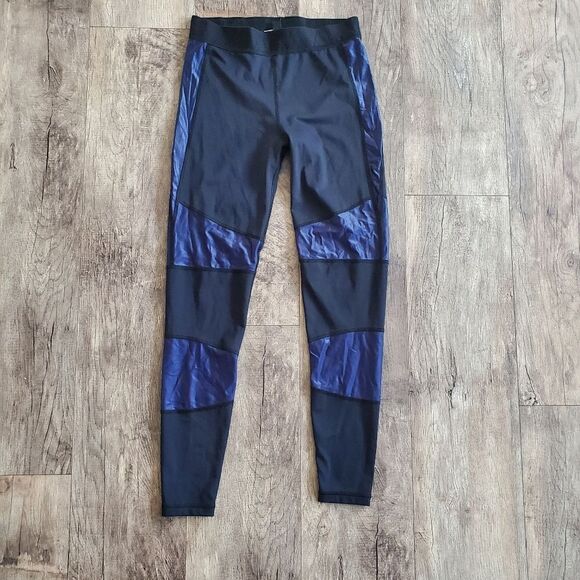 ALALA Harley Color Block Blue Black Mesh Leggings Women's Size Small - Picture 1 of 5